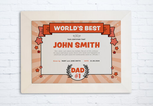 Father´s Day Certificate Layout