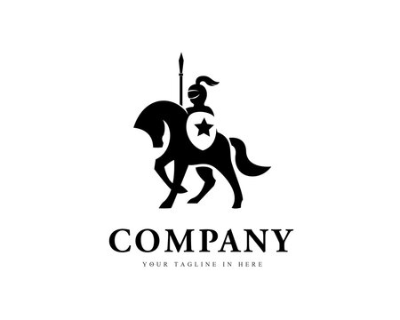 luxury black walking elegant horse warrior logo design inspiration