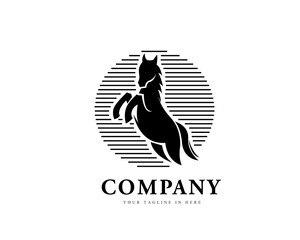 elegant luxury circle jump horse vintage art logo design inspiration
