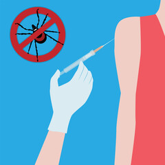 Tick vaccination. Prevention of infections transmitted by parasites. Vector illustration