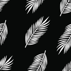 Tropical seamless pattern with palm leaves. Hand drawn summer illustration for cards, posters, textile, clothes and other design.