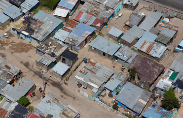 Cape Town, Western Cape / South Africa - 11/02/2011 - Aerial photo of Cape Town townships