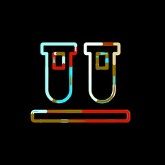 Symbol vials from multi-colored circles and stripes. Red, brown, blue, white