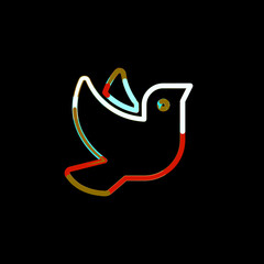 Symbol dove from multi-colored circles and stripes. Red, brown, blue, white