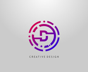 Abstract D Letter Logo. Modern Circle Network Technology Logo Design