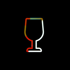 Symbol wine glass from multi-colored circles and stripes. Red, brown, blue, white