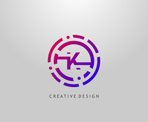 Obraz premium Abstract K Letter Logo. Modern Circle Network Technology Logo Design
