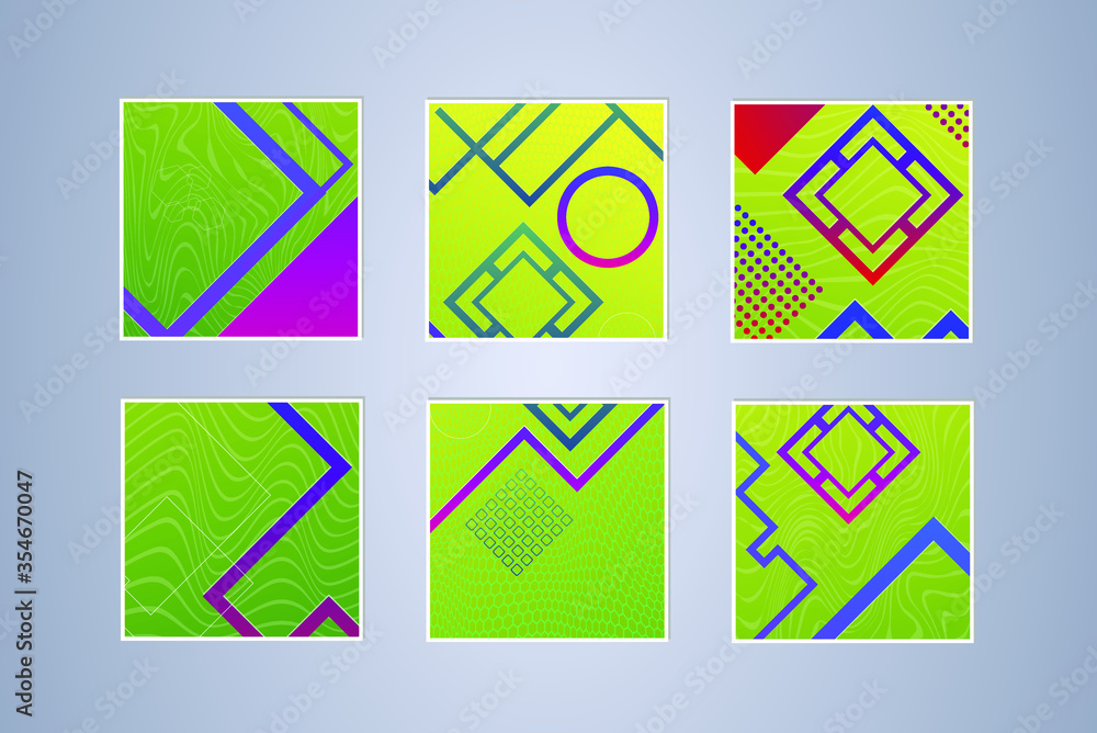 Poster set of modern abstract backgrounds with gradient linear waves. simply geometric template for design