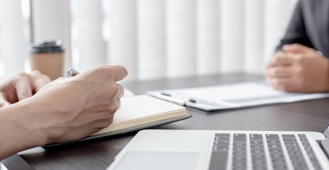 HR head is reading the resume and information about the candidate's history, Field employers are...