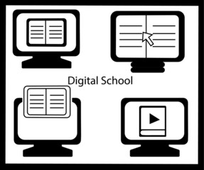 Online study vector icon. Studying from home. Stay home and stay safe digital school