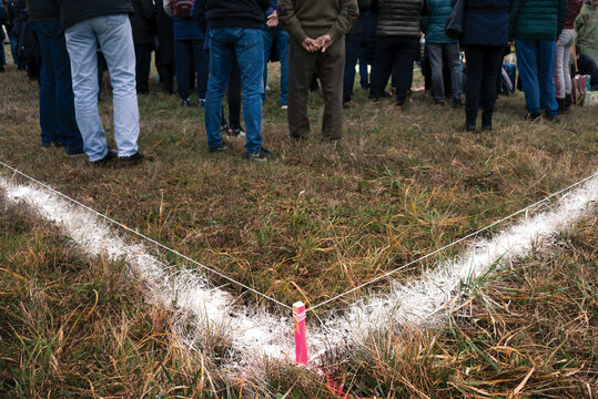 Meeting in enclosed future construction site
