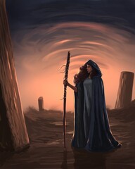 Druid conjures in the desert © Anastasiya