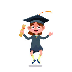 graduate with diploma jumping for joy vector illustration