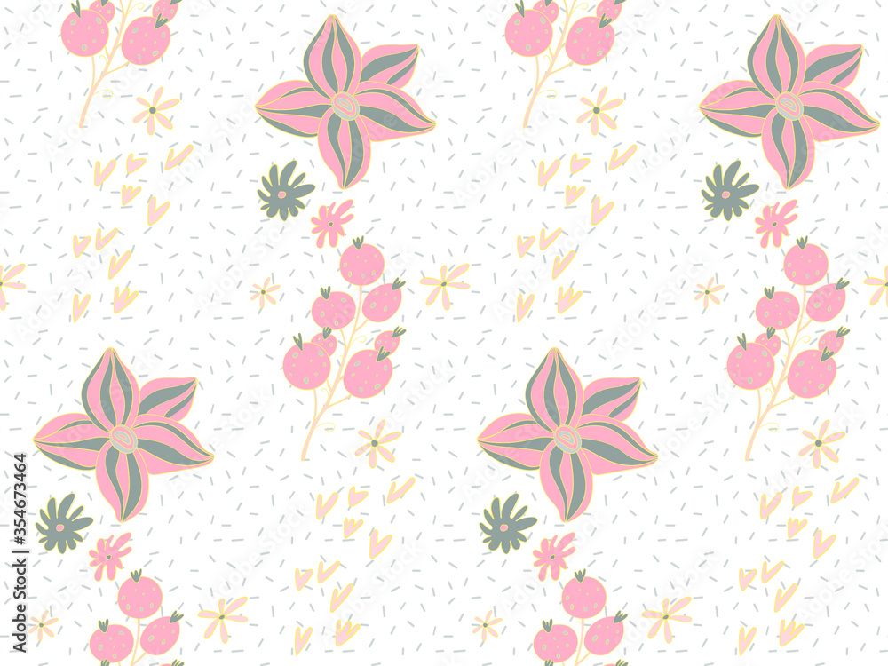 Poster image without seams. beautiful pattern on a summer theme. pattern consisting of plants and flowerbed