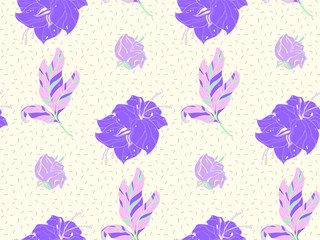 Image without seams. Beautiful pattern on a summer theme. Pattern consisting of  plants and  flowerbed. Background image.

