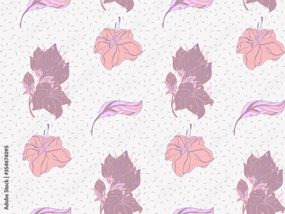 Poster image without seams. beautiful pattern on a summer theme. pattern consisting of plants and flowerbed