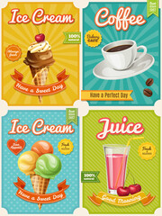 Four high detailed food posters with summer food