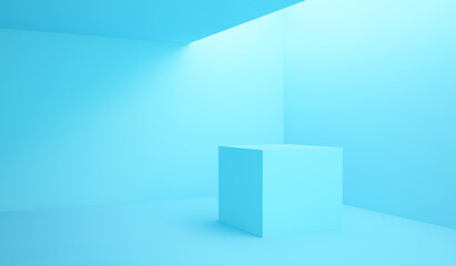 cube in abstract blue composition