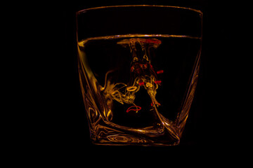 glass of whiskey whith paint