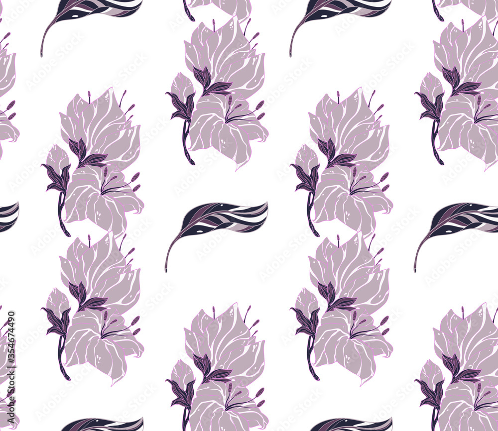 Poster image without seams. beautiful pattern on a summer theme. pattern consisting of plants and flowerbed