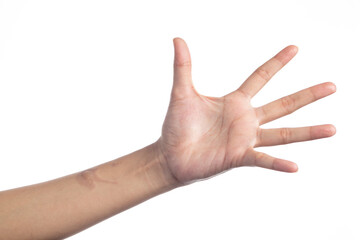 Oil burn platter on skin isolated in white background