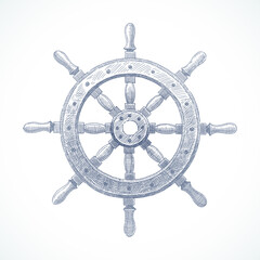 Hand drawn vector illustration - ship steering wheel © sergo77
