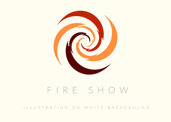 Logotype Fire Show Design, Colorful Abstract Spiral Circle, Vector