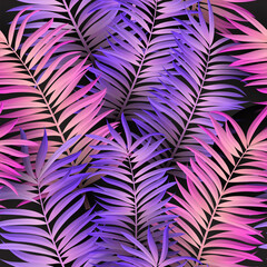 Tropical palm leaves seamless pattern. Vector illustration. EPS 10