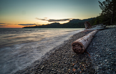 High tide on French beach, Vancouver Island, British Columbia, Canada