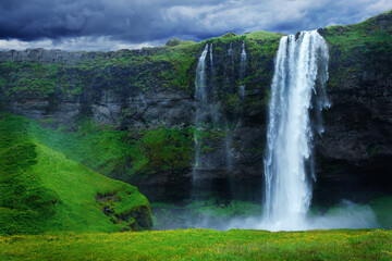 Waterfall of the Iceland, West Fjords. One of the most famous and beautiful waterfall in Iceland.