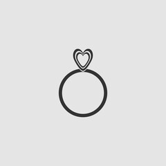 Heart ring icon flat.
