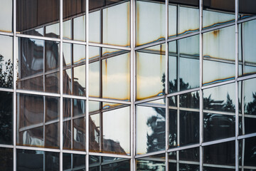 Reflections on a glass facade