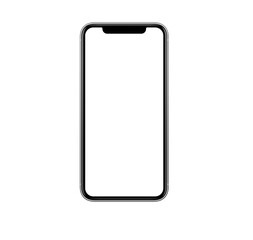Modern black smart phone with blank screen, isolated