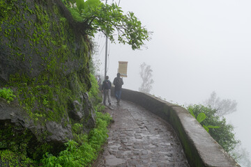 Monsoon trek at Sinhagad Fort, near Pune in India.