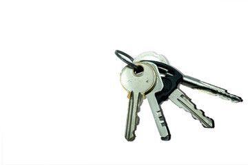  Old key chain isolated on white blackground