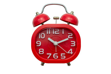 Red alarm clock isolated on white blackground