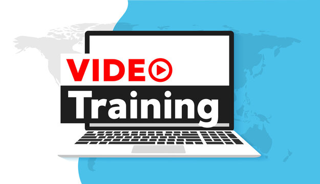 Video training concept banner flat illustration