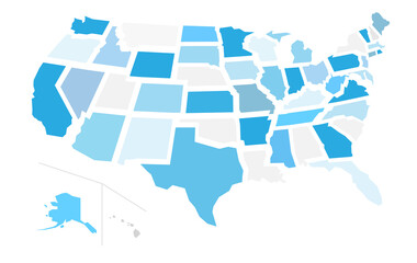 Mappa degli Stati Uniti con stati staccati © Hurca!