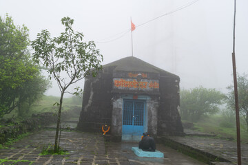 Monsoon trek at Sinhagad Fort, near Pune in India.
