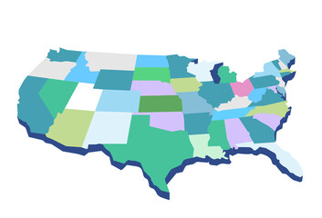 Mappa degli Stati Uniti 3d colorata