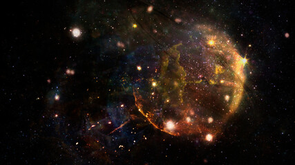 Scene with alien gas planet and stars in outer space showing the beauty of space exploration. Elements of this image furnished by NASA.