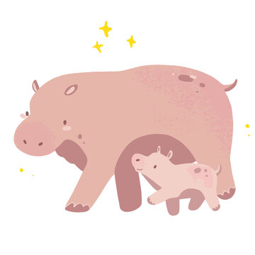 Cute family hippos vector illustration