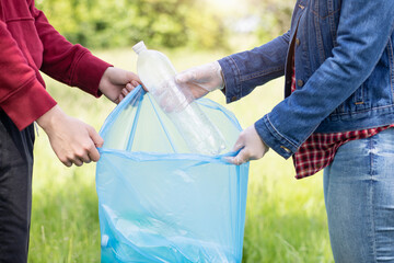 Concept of protecting nature from plastic trash.