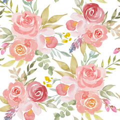 Seamless pattern hand made watercolor bloom. Background for wedding card, decoration floral wallpaper