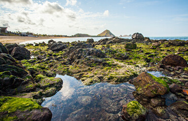 Kuta Beach at Mandalika, Lombok, Indonesia. A Beautifull Tropical beach with new development for tourism and designed to be another Bali in Indonesia.