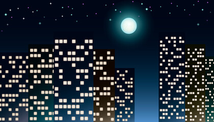 night city with full moon