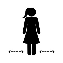 Woman social distancing silhouette style icon vector design