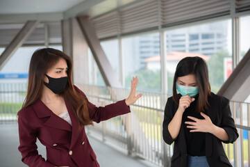 Asian woman wear face mask for protect COVID-19 virus,Thailand people,social distancing