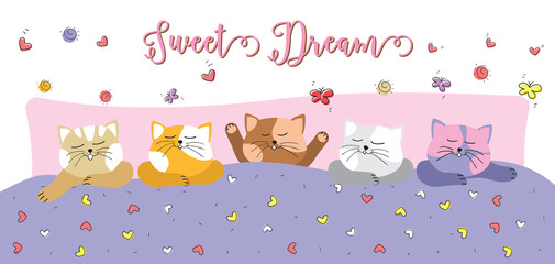 Cute Cartoon Cat doodle and flat design. - 354687455