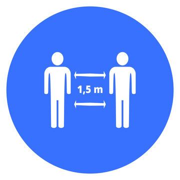 Social distancing icon, symbol, blue, Vector